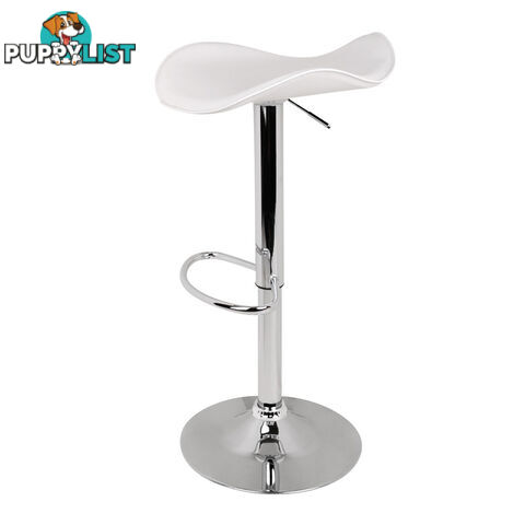 Set of 2 PVC Leather Kitchen Bar Stool White