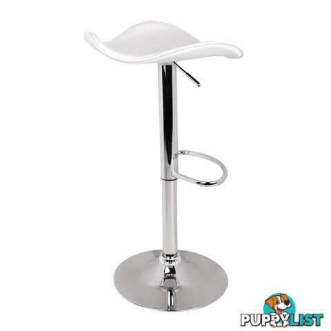 Set of 2 PVC Leather Kitchen Bar Stool White