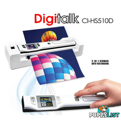 Digitalk 2-in-1 Combo Portable A4 1200DPI Photo & Document Scanner (CI-HS510D)