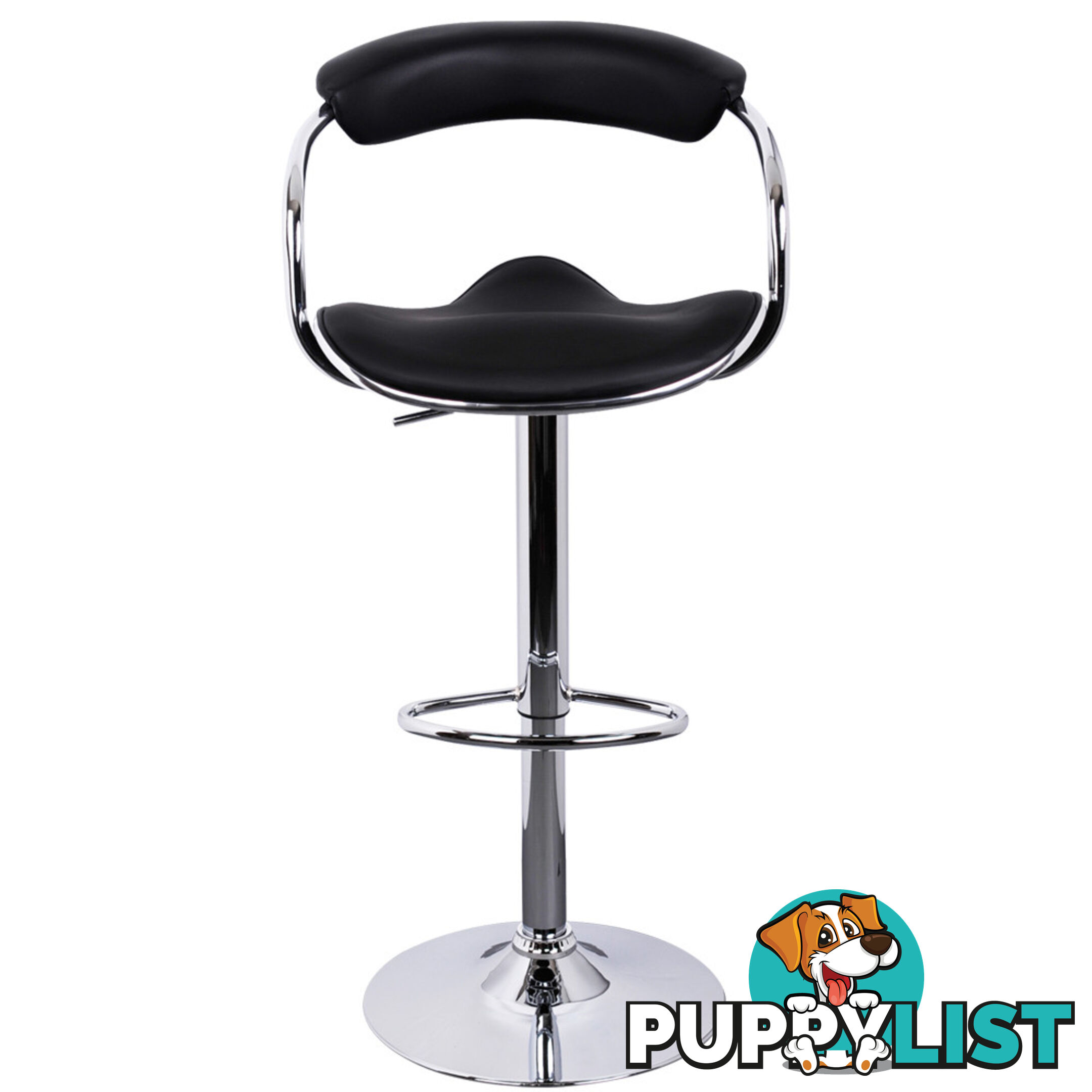 Set of 2 PU Leather Kitchen Bar Stool Black