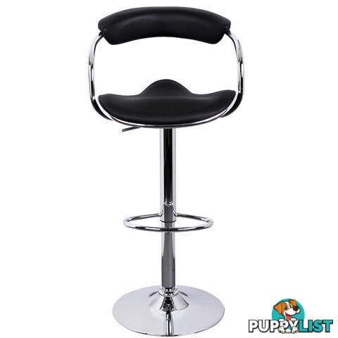 Set of 2 PU Leather Kitchen Bar Stool Black