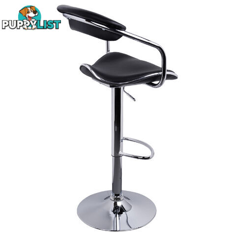 Set of 2 PU Leather Kitchen Bar Stool Black