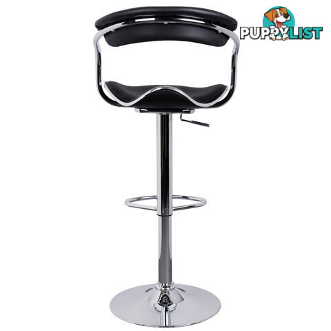 Set of 2 PU Leather Kitchen Bar Stool Black