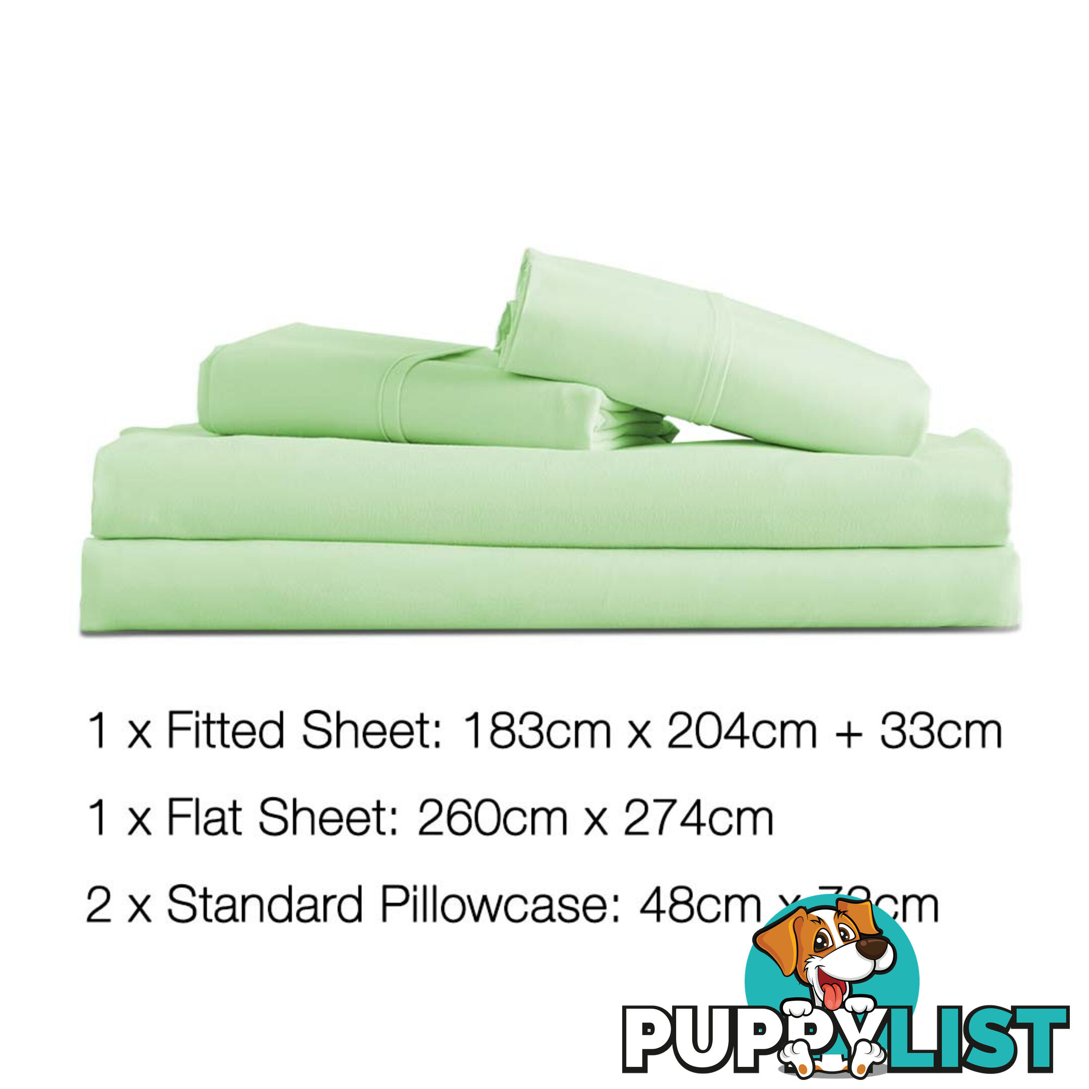 4 Piece Microfibre Sheet Set King  Green