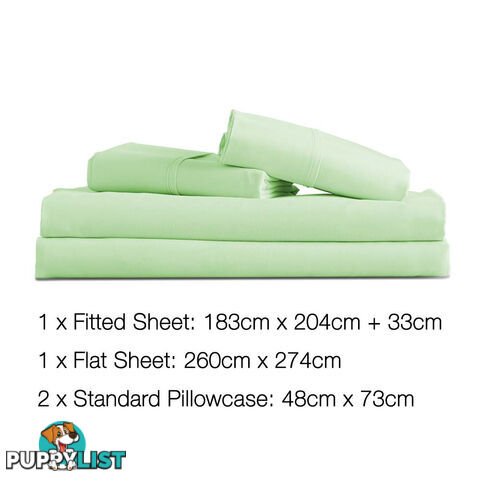 4 Piece Microfibre Sheet Set King  Green