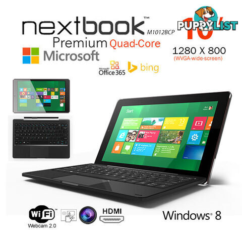 Nextbook 10.1 Inch 32G/Windows 8.1 with Bing/Quad Core with HDMI Output Tablet PC (M1012BCP)  Refurbished