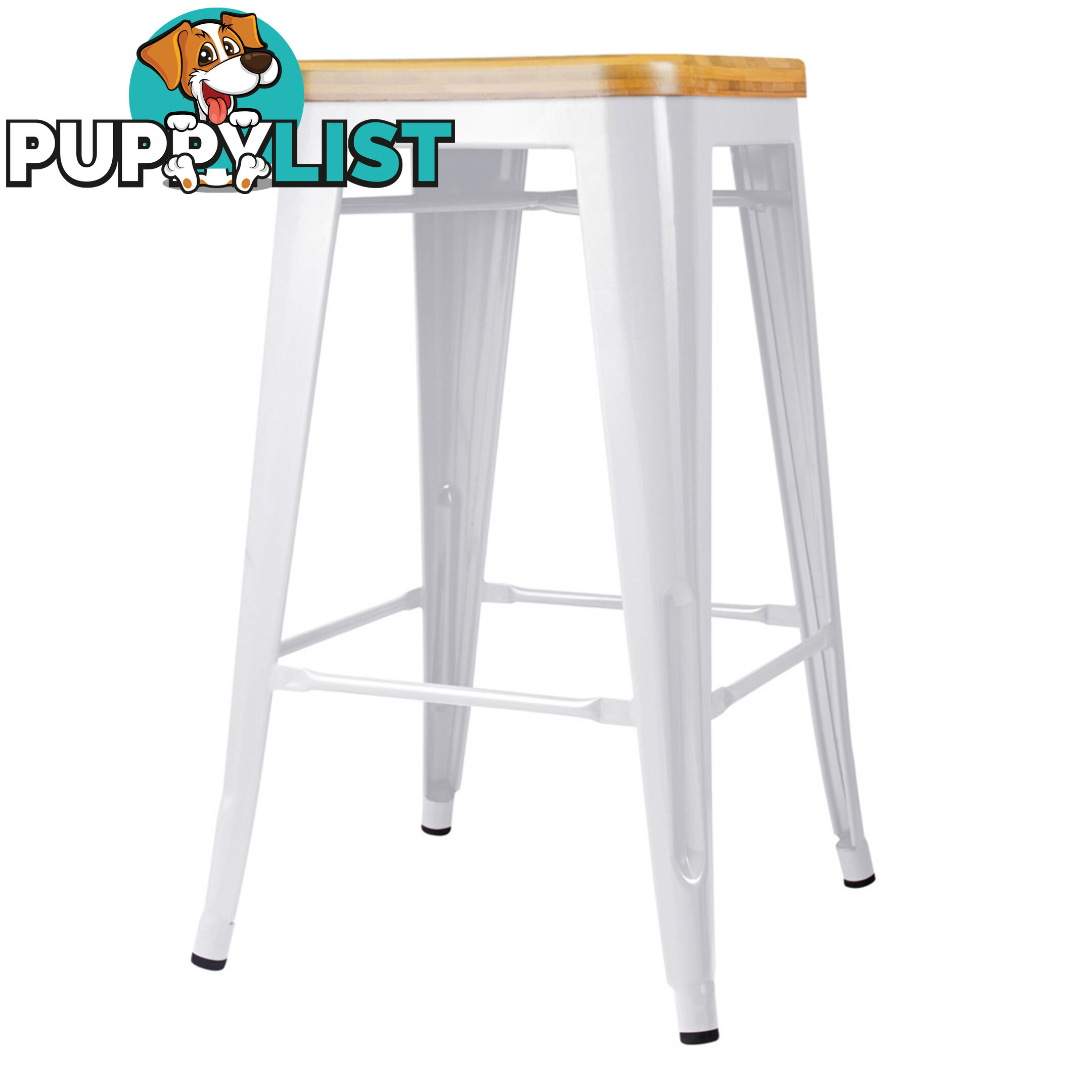 Set of 2 Round White Stackable Bar Stools