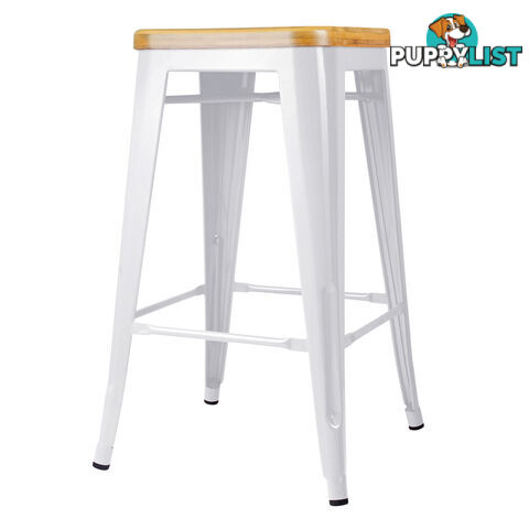 Set of 2 Round White Stackable Bar Stools