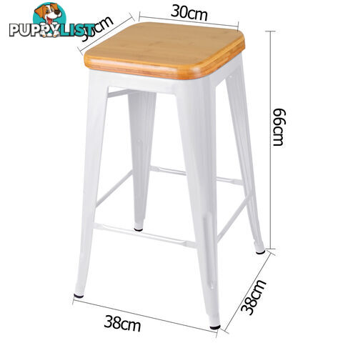 Set of 2 Round White Stackable Bar Stools