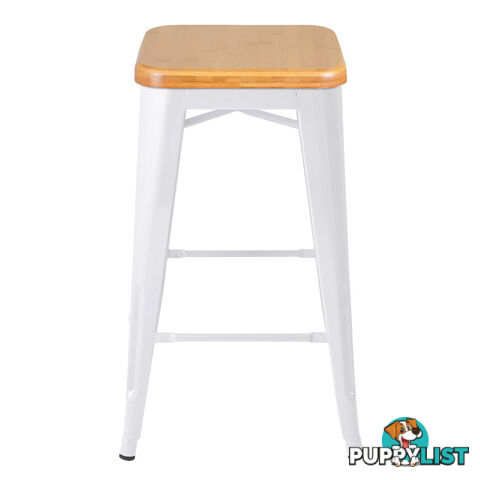 Set of 2 Round White Stackable Bar Stools