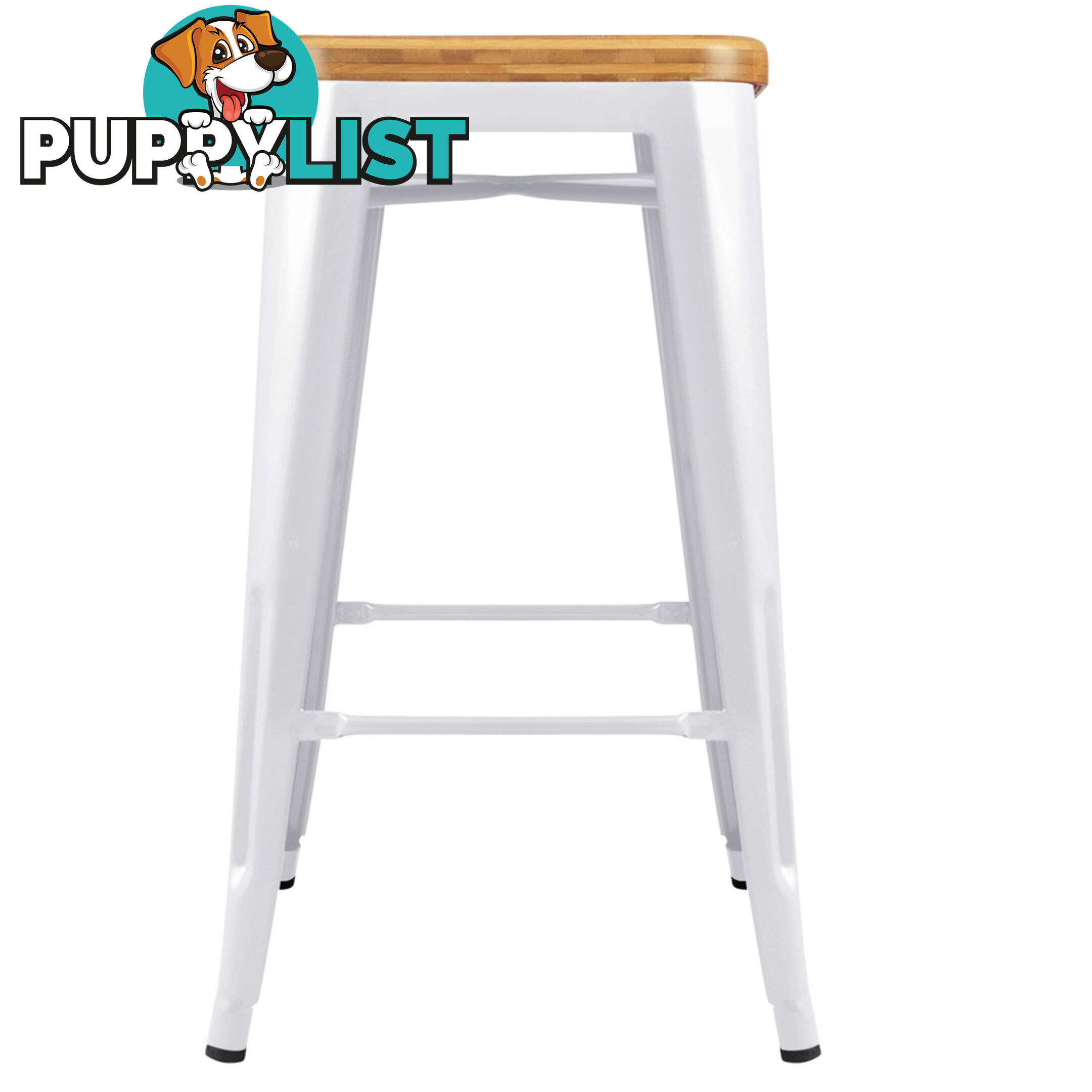 Set of 2 Round White Stackable Bar Stools