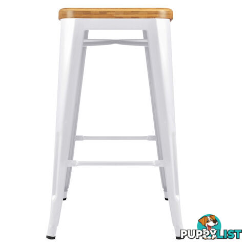 Set of 2 Round White Stackable Bar Stools