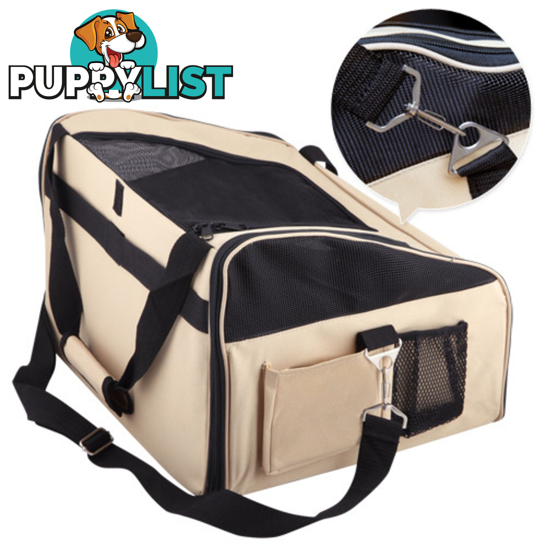 Pet Dog Cat Car Seat Carrier Travel Bag Large Beige