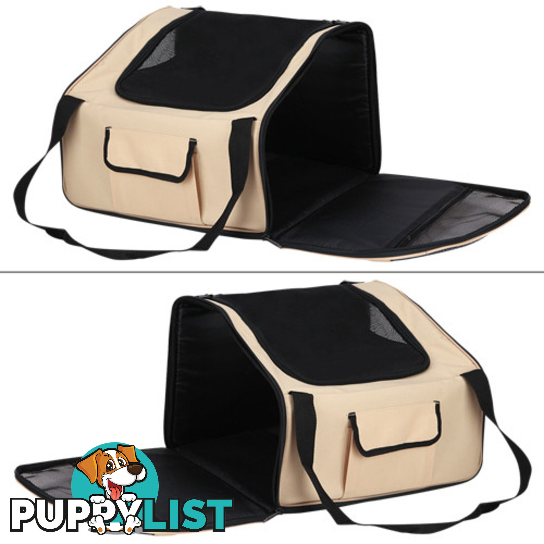 Pet Dog Cat Car Seat Carrier Travel Bag Large Beige