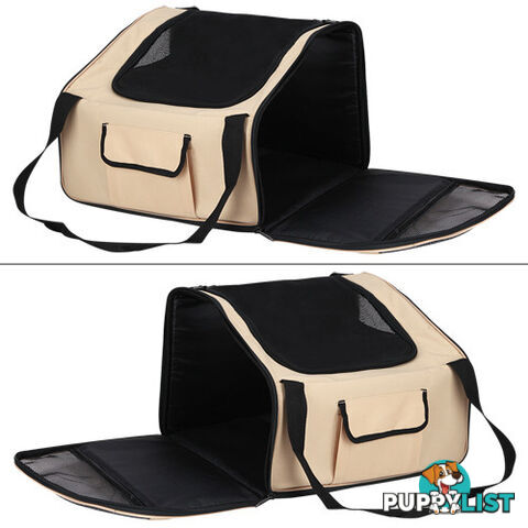 Pet Dog Cat Car Seat Carrier Travel Bag Large Beige