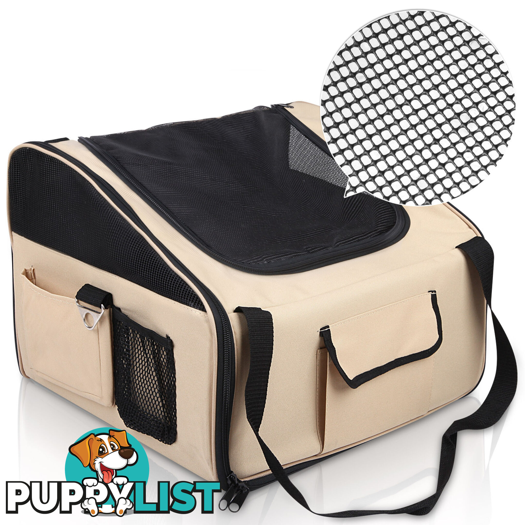 Pet Dog Cat Car Seat Carrier Travel Bag Large Beige