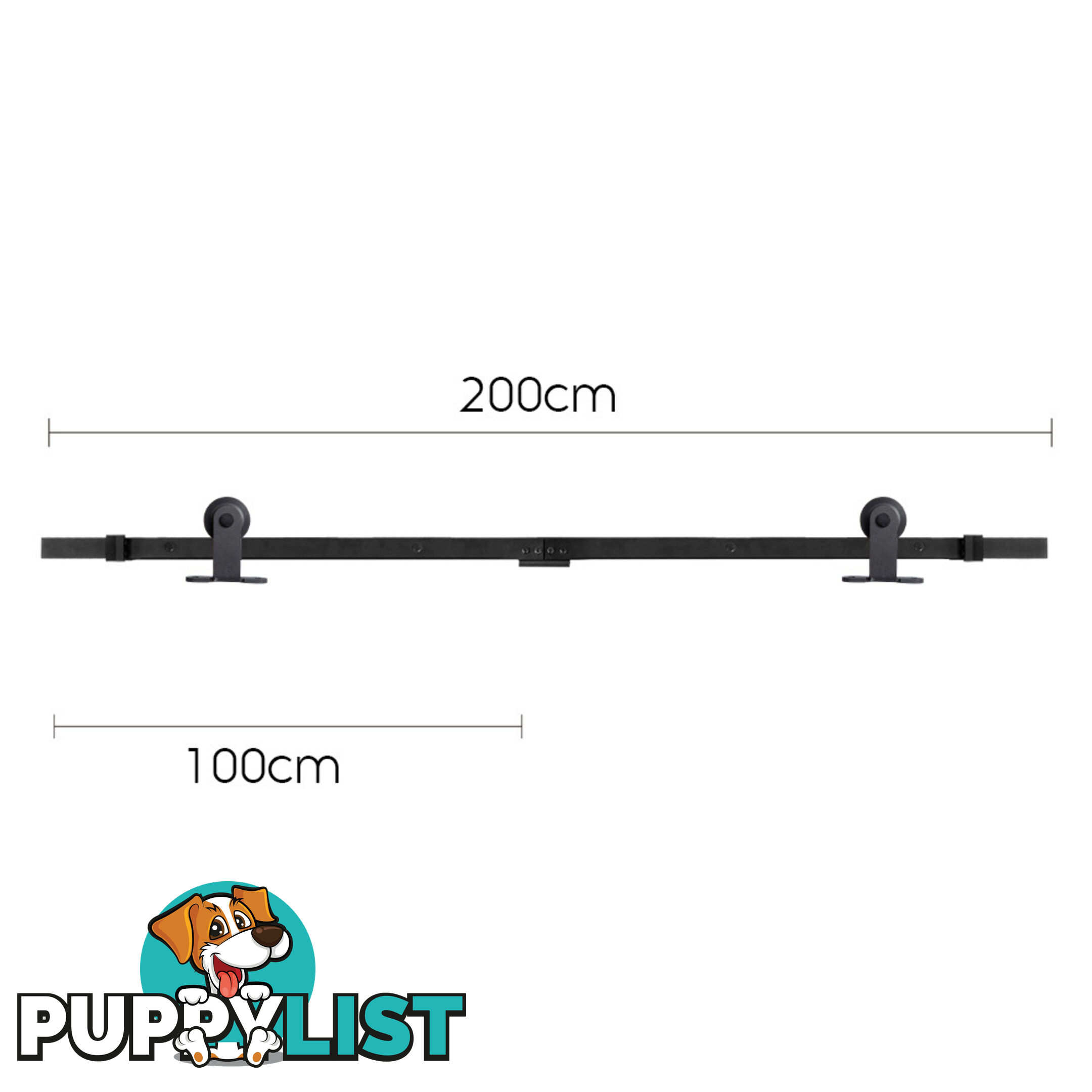 Sliding Barn Door Hardware Track Set Powder Coat Steel Black - 4M