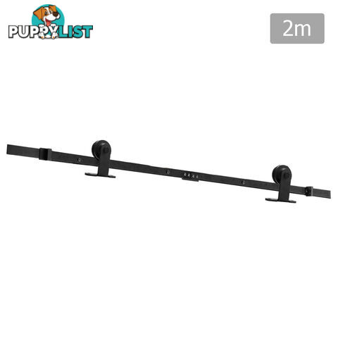 Sliding Barn Door Hardware Track Set Powder Coat Steel Black - 4M