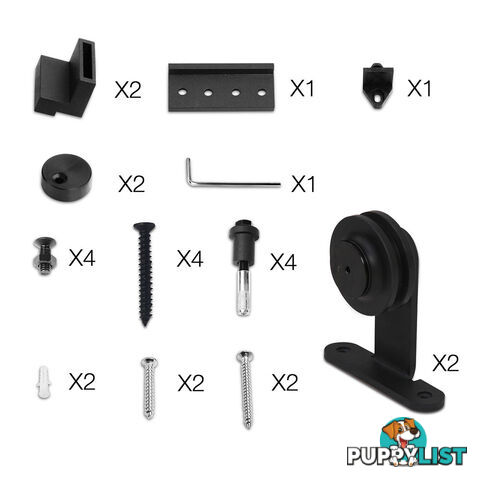 Sliding Barn Door Hardware Track Set Powder Coat Steel Black - 4M