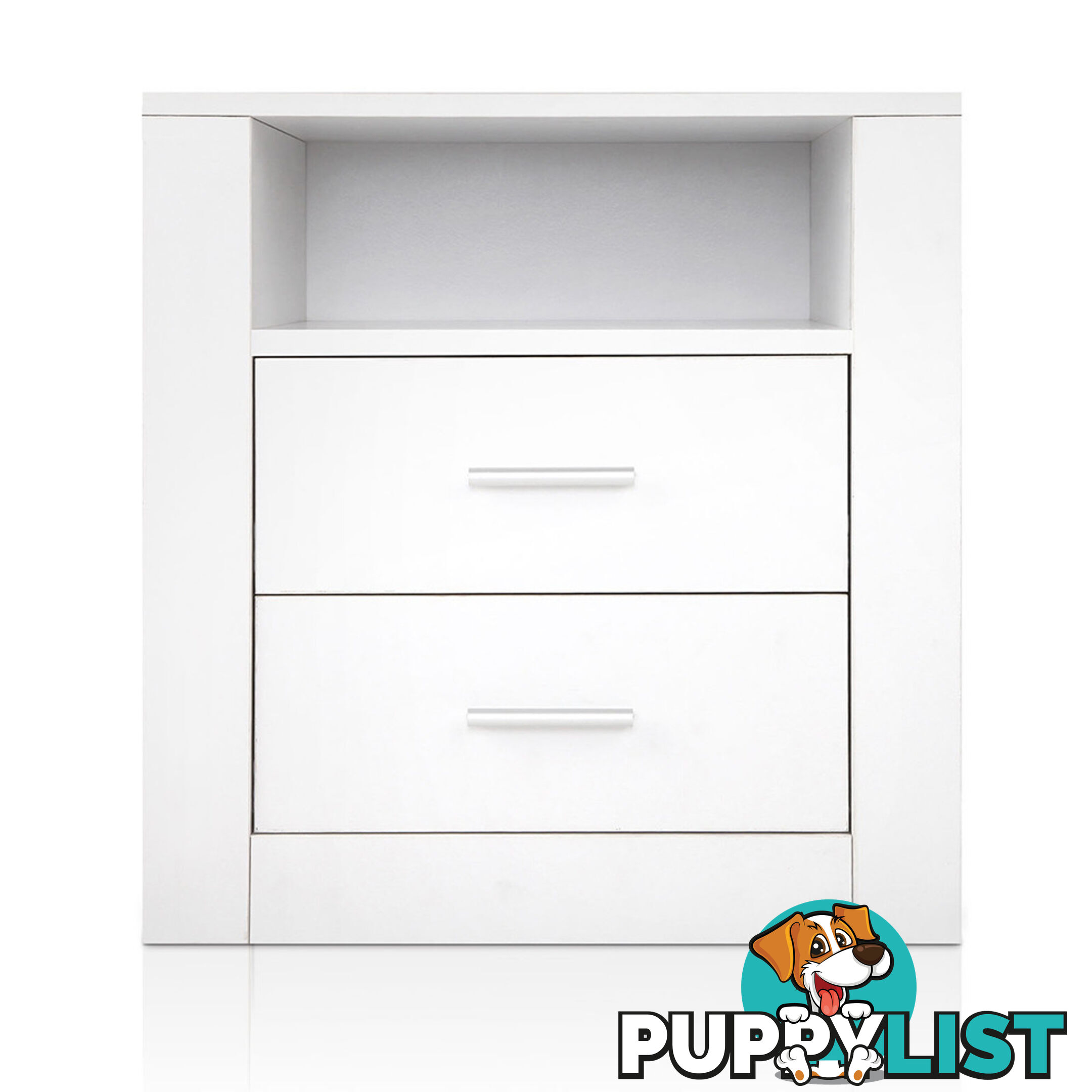 Anti-Scratch Bedside Table 2 Drawers - White