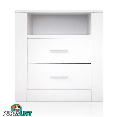 Anti-Scratch Bedside Table 2 Drawers - White