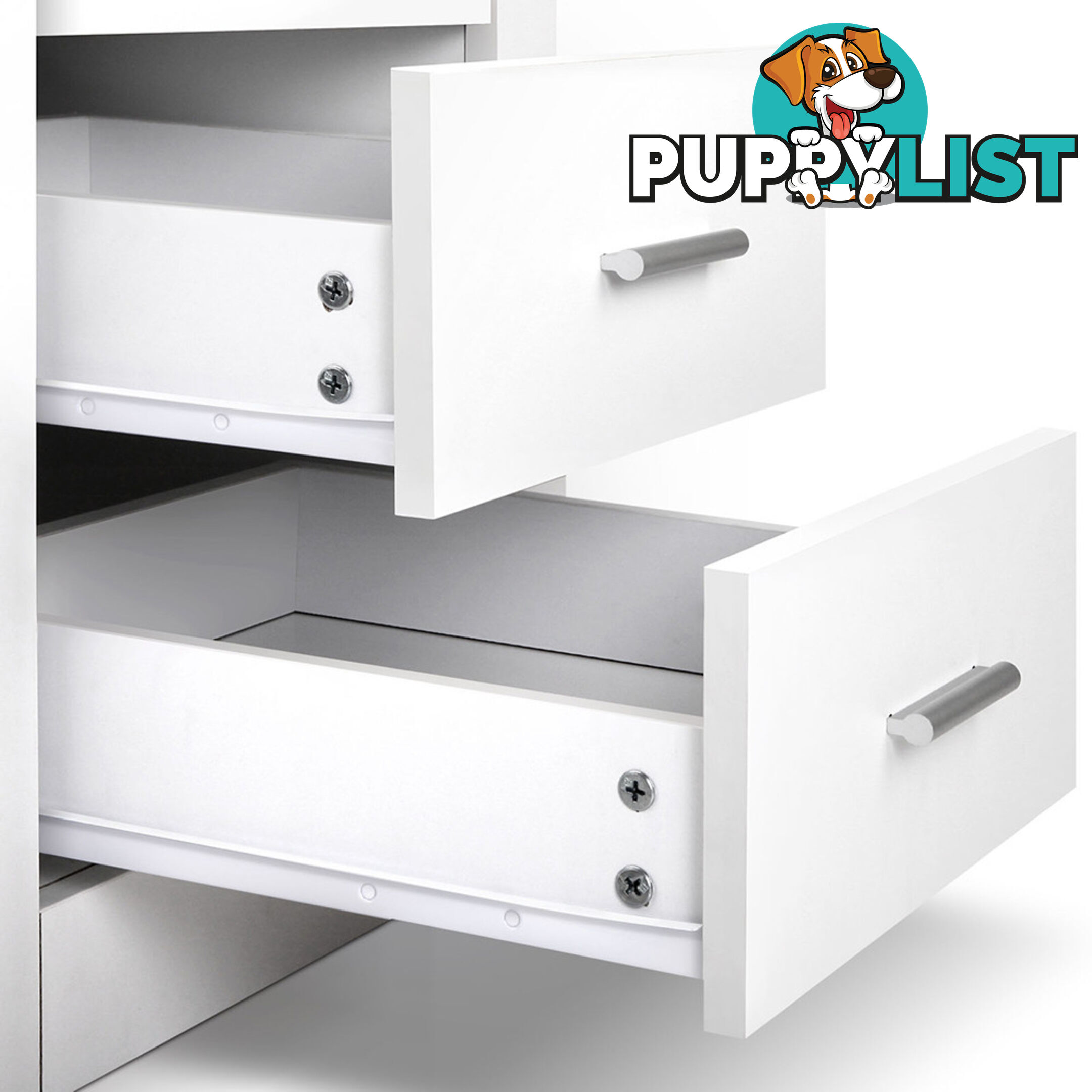 Anti-Scratch Bedside Table 2 Drawers - White