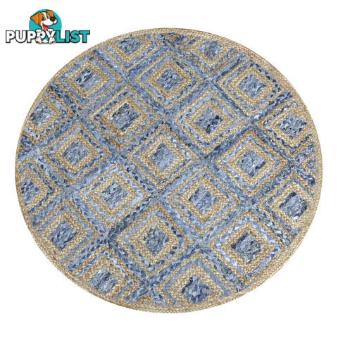 Diamond Denim Rug Natural & Denim Blue 120x120cm