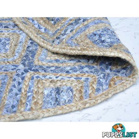 Diamond Denim Rug Natural & Denim Blue 120x120cm