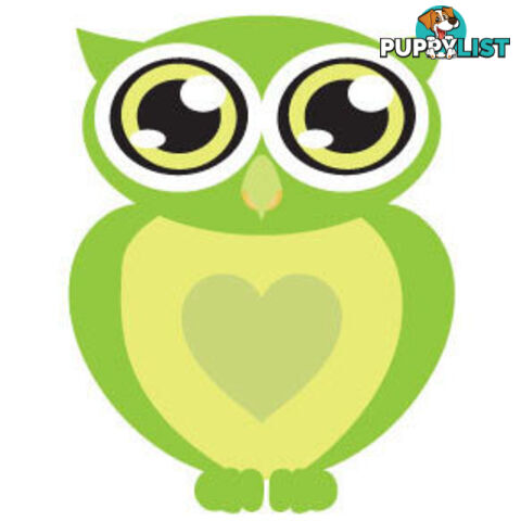 Green owl with big eyes Wall Sticker - Totally Movable