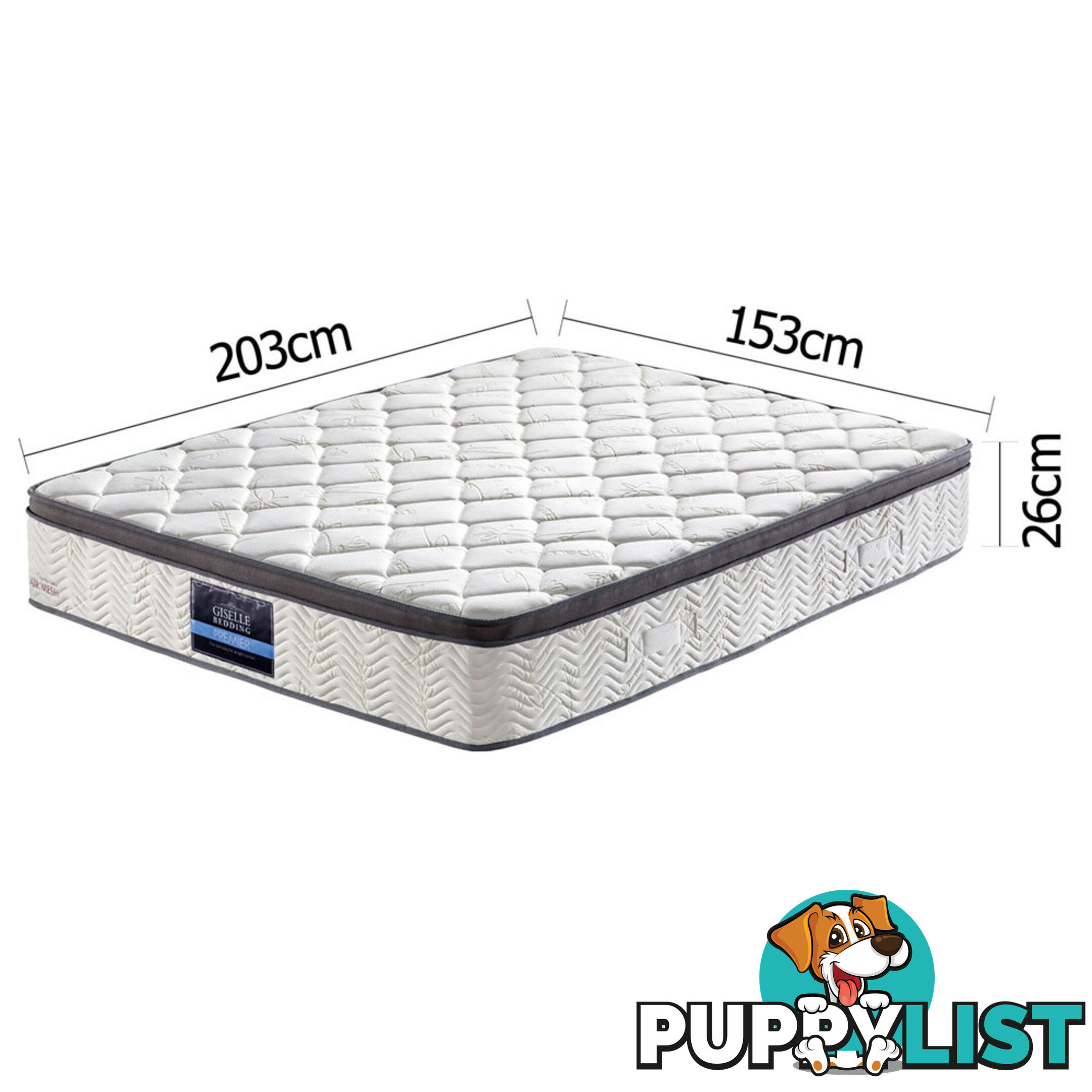 Euro Top Pocket Spring Bamboo Fabric Mattress Queen