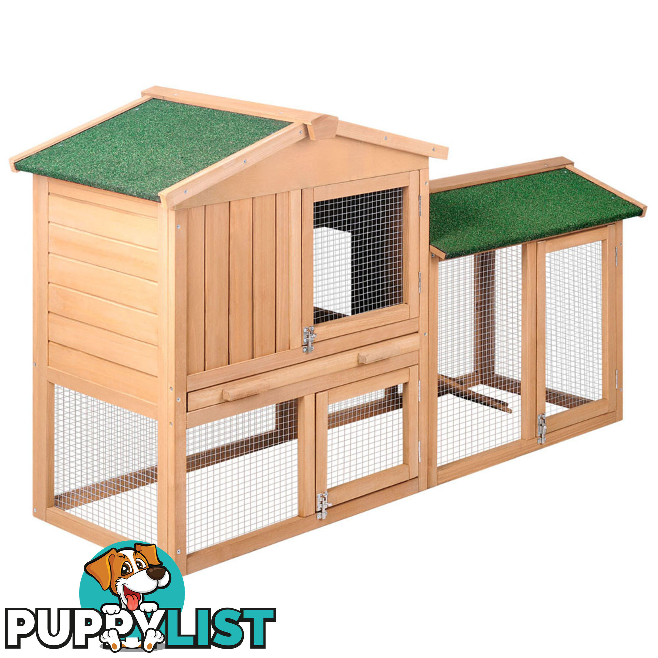 Rabbit Hutch Chicken Coop Cage Guinea Pig Ferret House w/ 2 Storeys Run