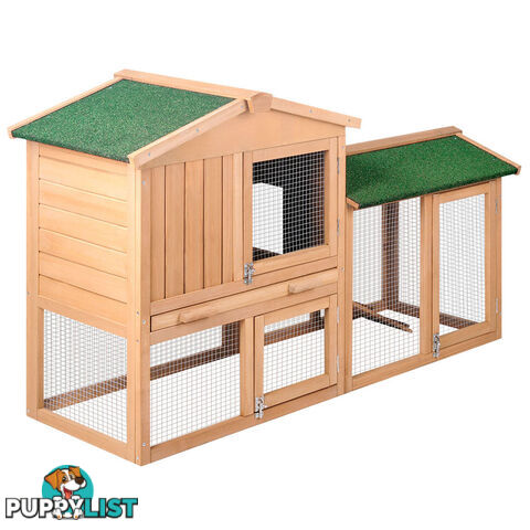 Rabbit Hutch Chicken Coop Cage Guinea Pig Ferret House w/ 2 Storeys Run