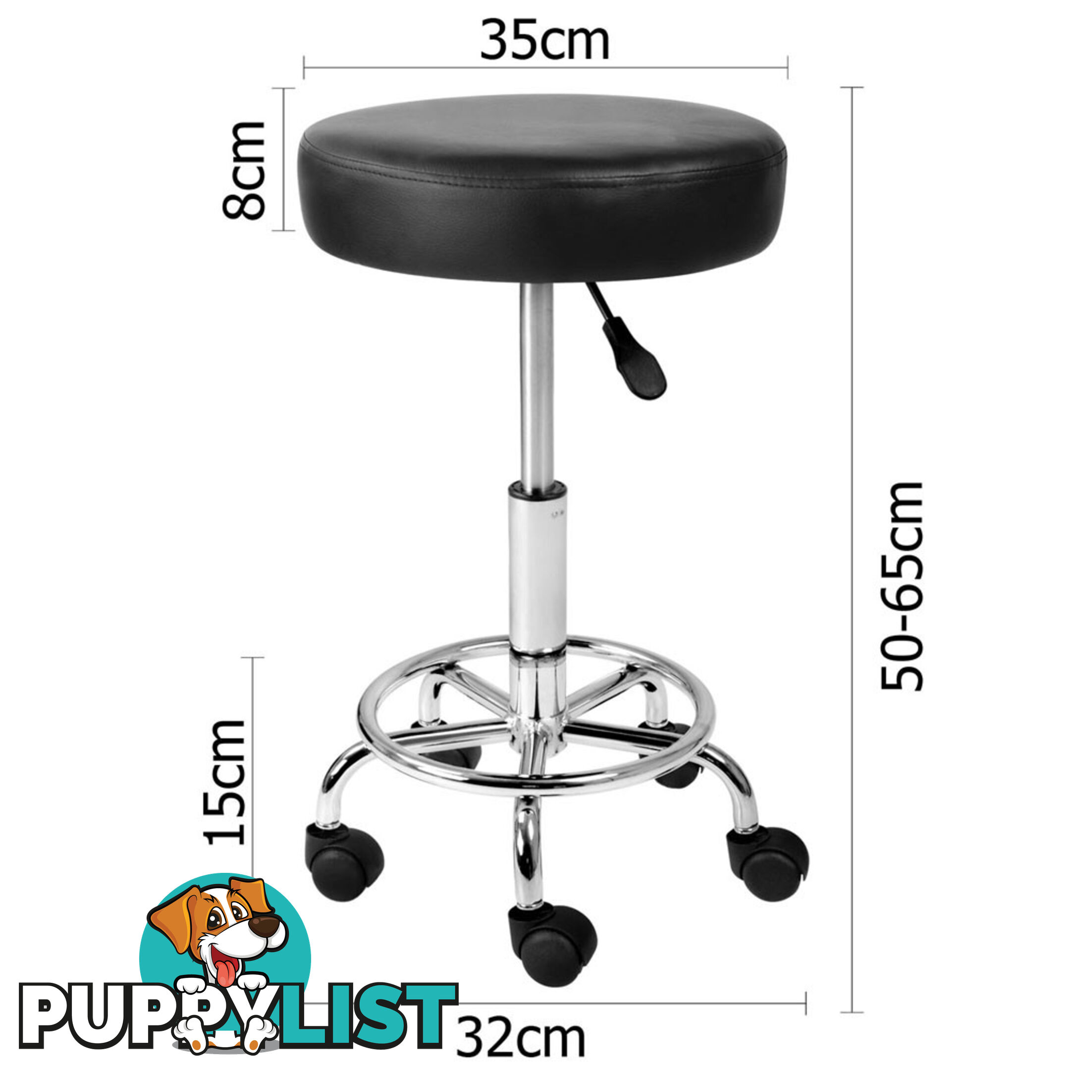 Round PU Swivel Salon Stool White