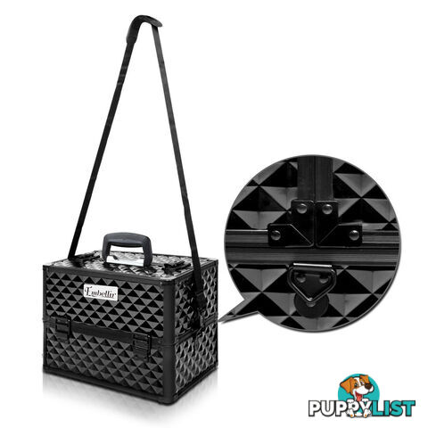 Portable Beauty Makeup Case Diamond Black