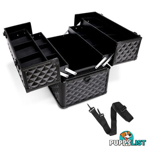 Portable Beauty Makeup Case Diamond Black