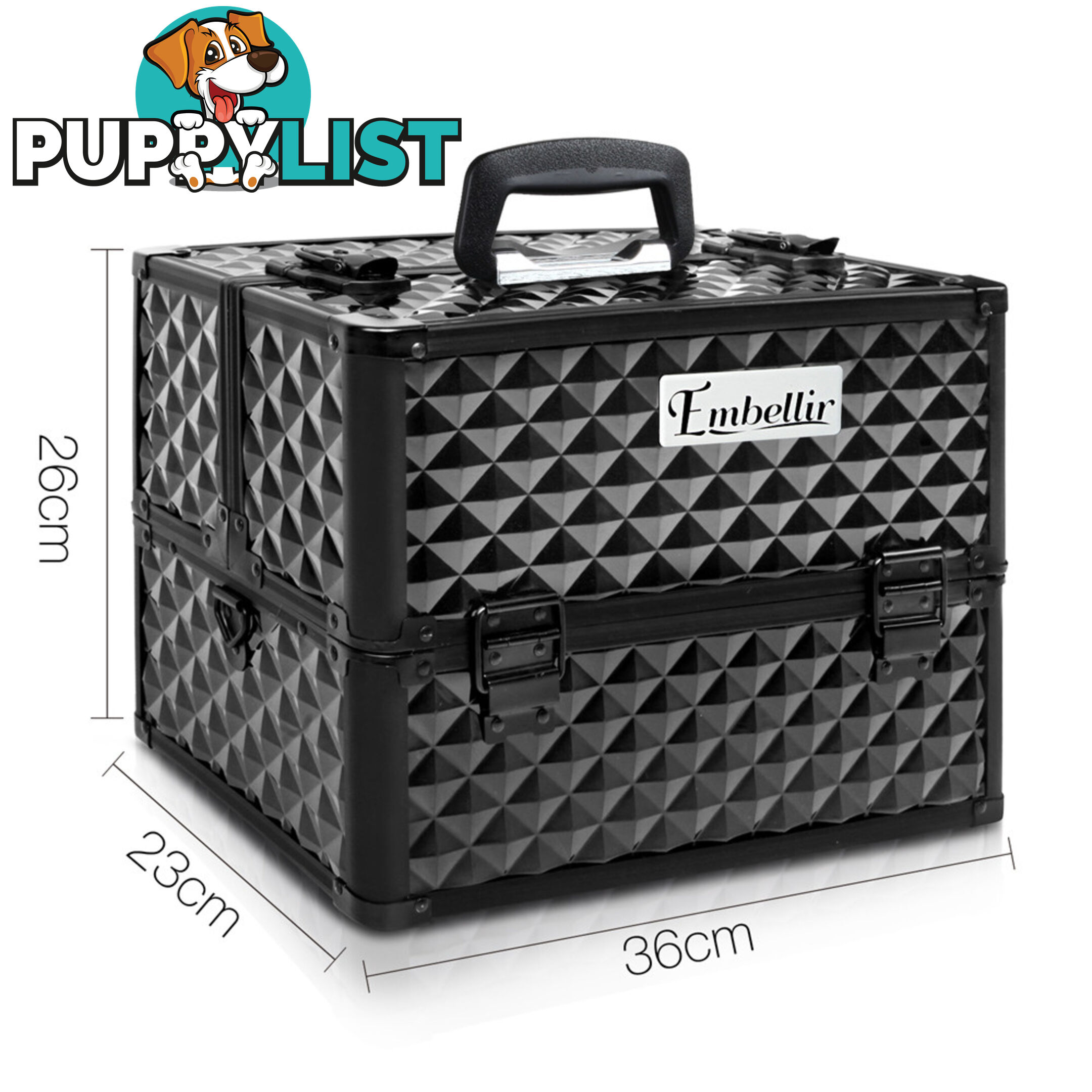 Portable Beauty Makeup Case Diamond Black