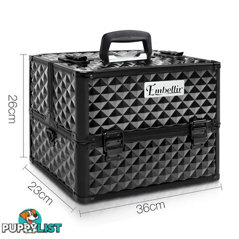 Portable Beauty Makeup Case Diamond Black