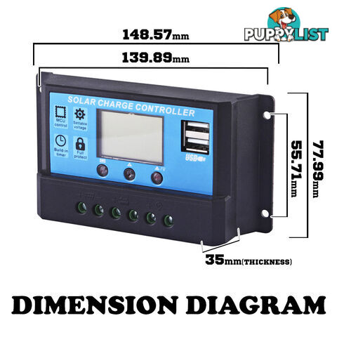 12V-24V 20A LCD Display PWM Solar Panel Regulator Charge Controller Timer PWN