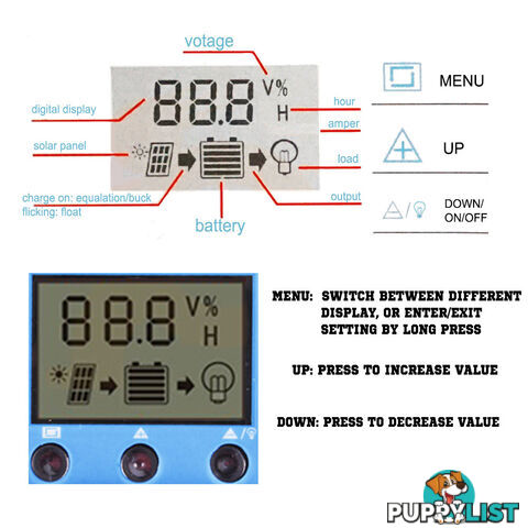 12V-24V 20A LCD Display PWM Solar Panel Regulator Charge Controller Timer PWN