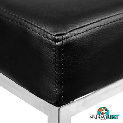 Set of 2 PU Leather Kitchen Bar Stool Black