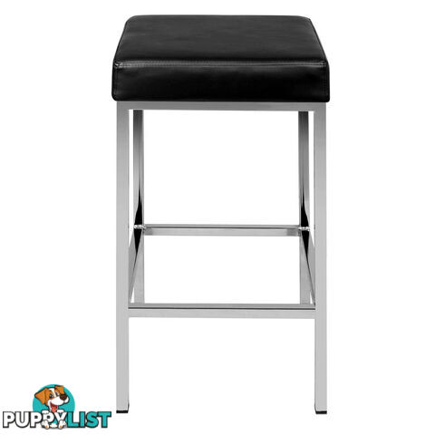 Set of 2 PU Leather Kitchen Bar Stool Black