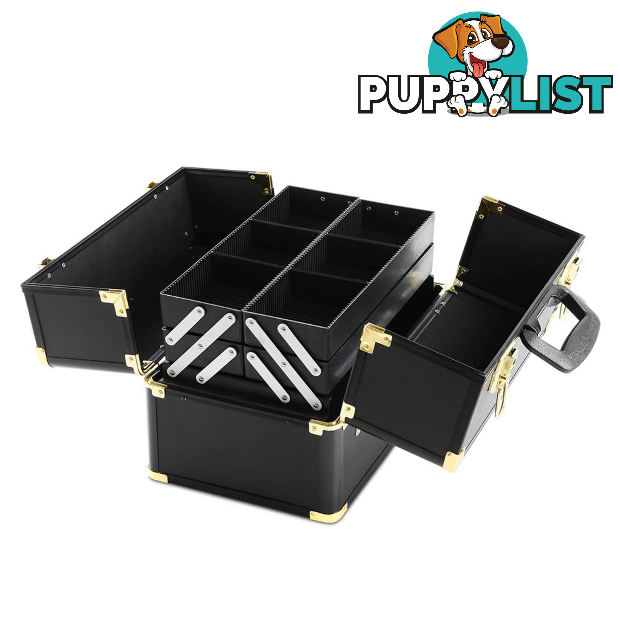 Make Up Cosmetic Beauty Case  Black & Gold