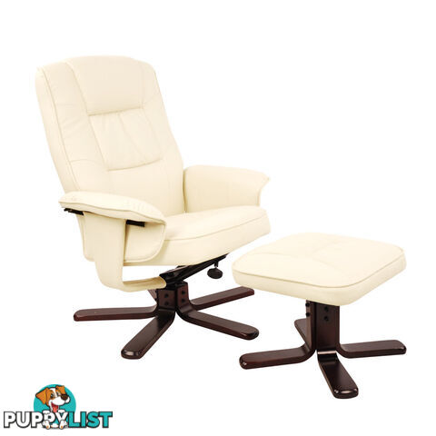 PU Leather Lounge Office Recliner Chair Ottoman Black