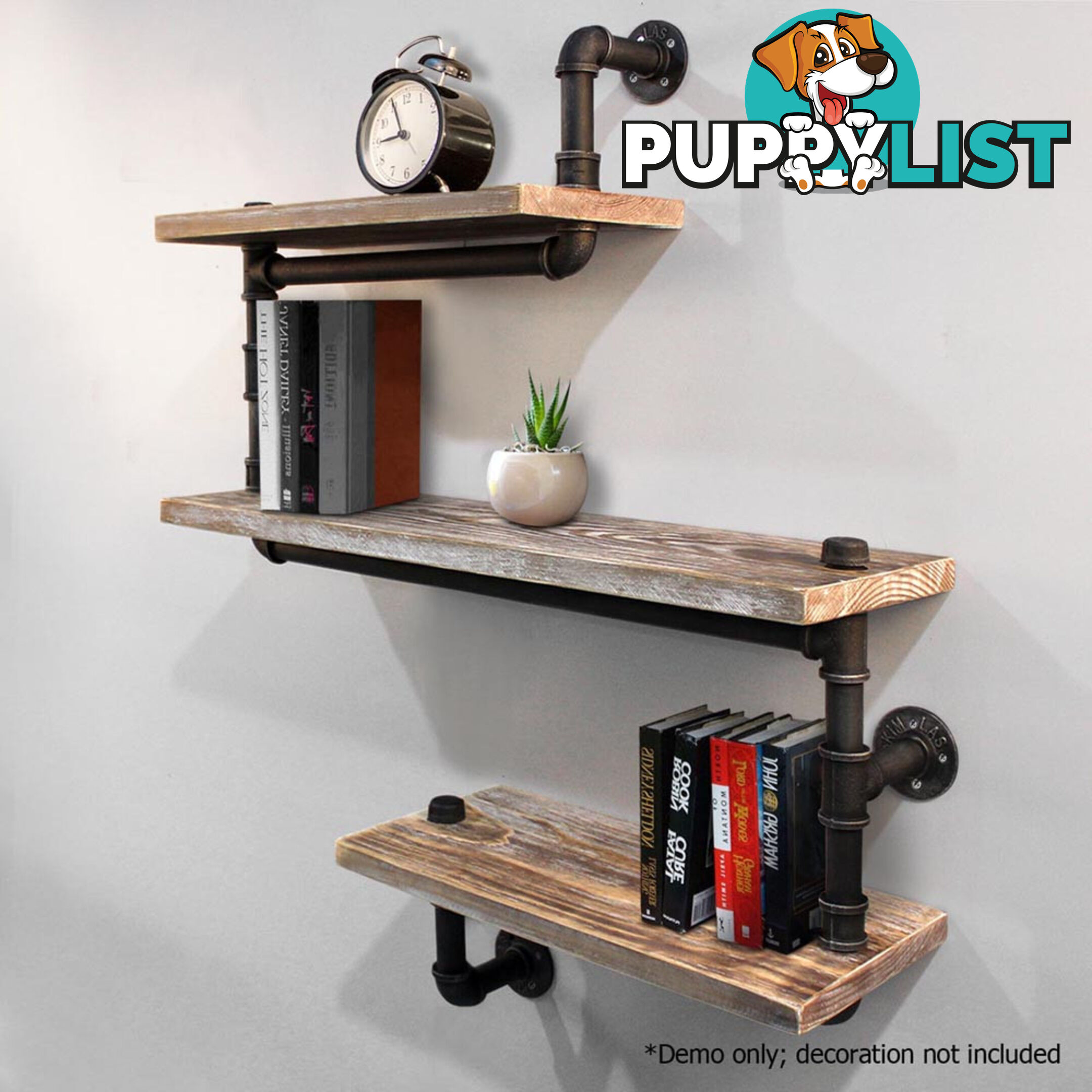 Rustic Industrial DIY Floating Pipe Shelf