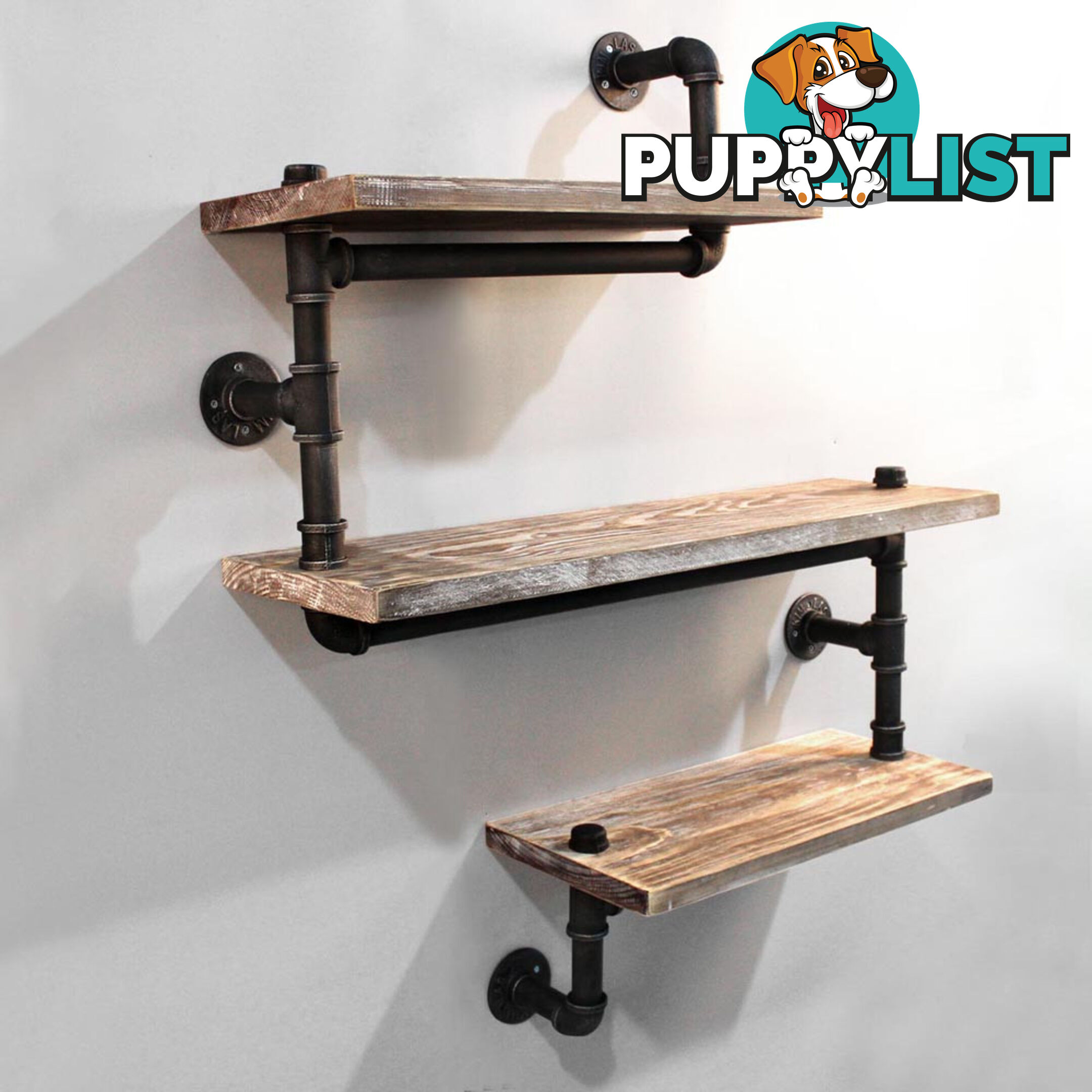 Rustic Industrial DIY Floating Pipe Shelf