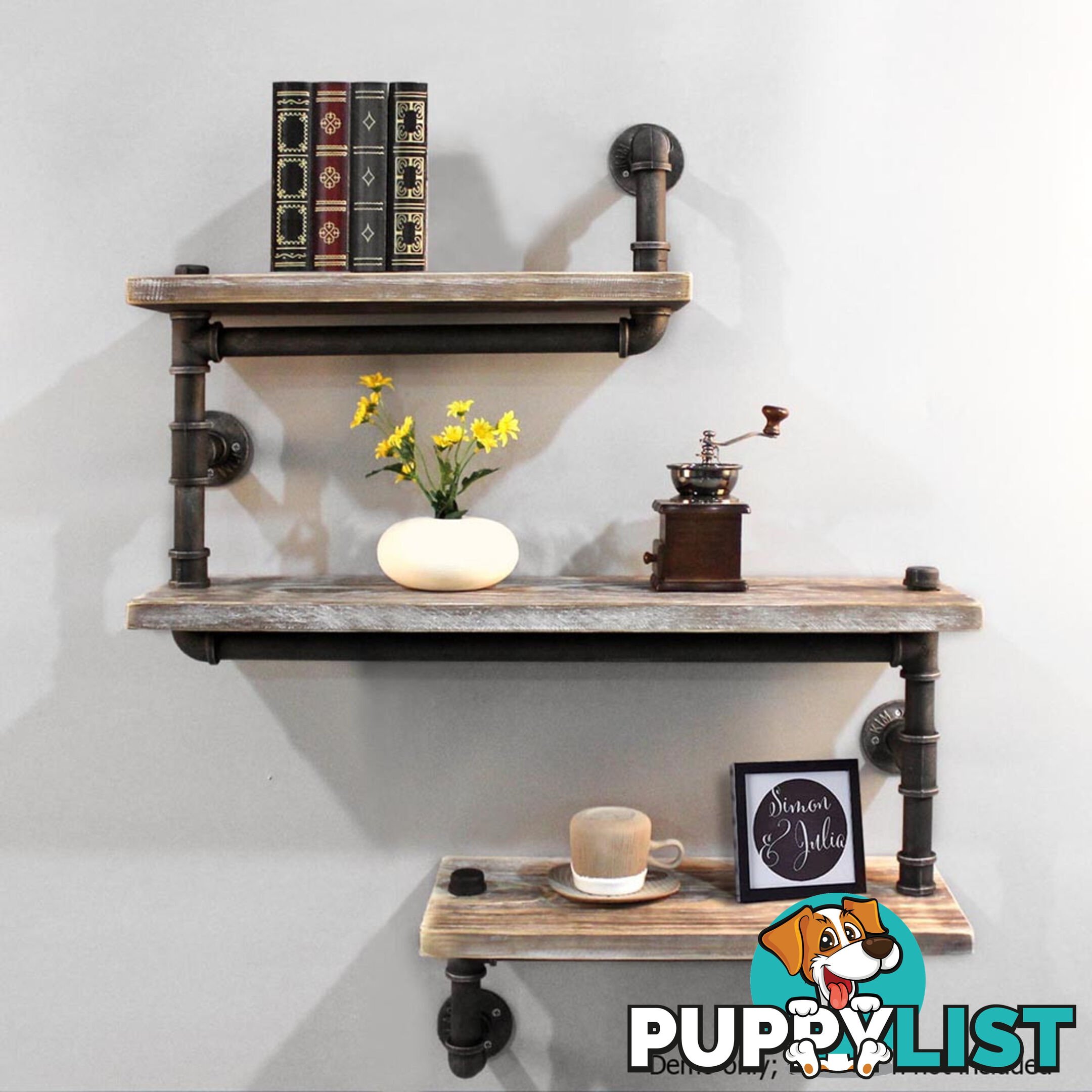 Rustic Industrial DIY Floating Pipe Shelf