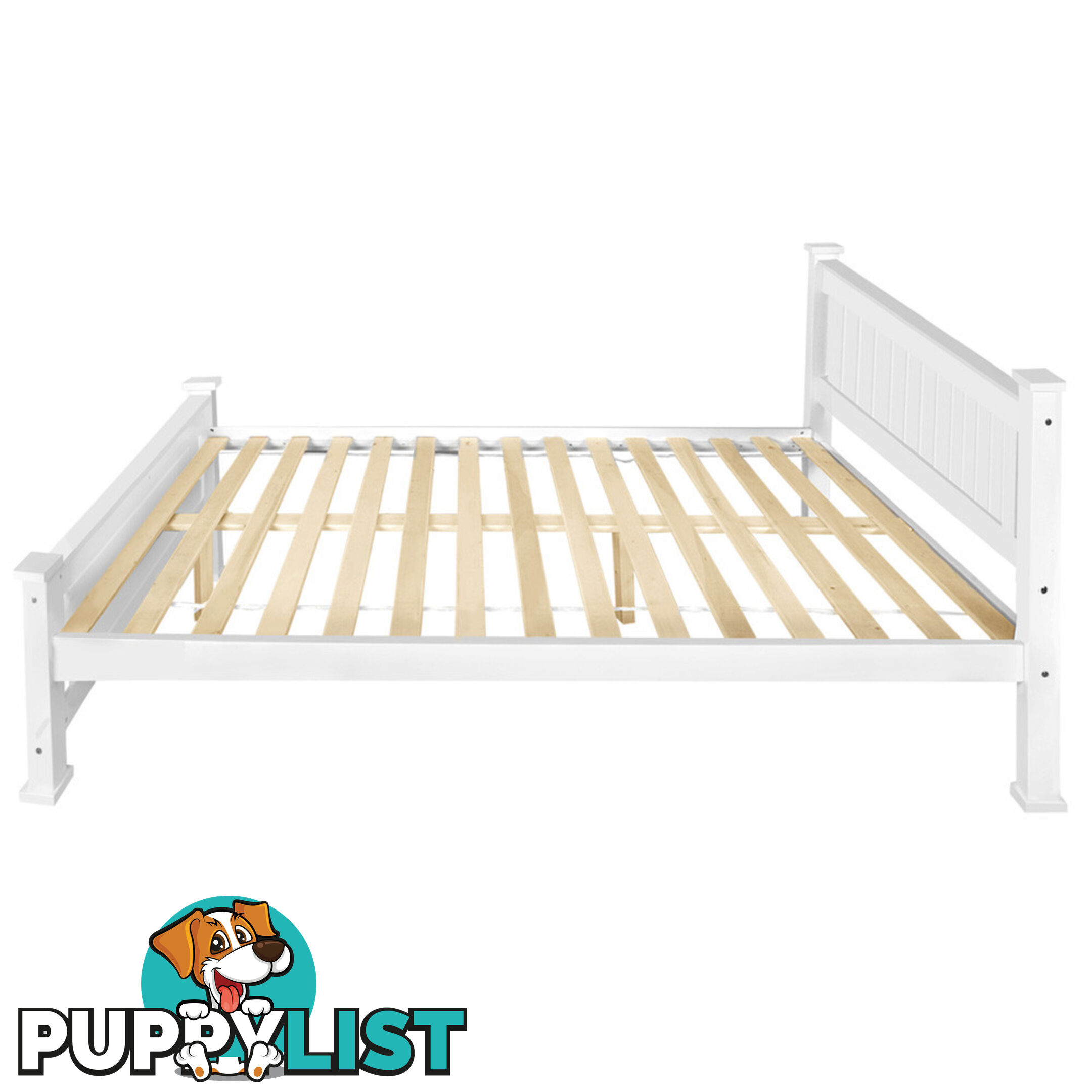 Wooden Bed Frame Pine Wood Single White