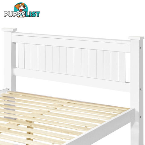 Wooden Bed Frame Pine Wood Single White