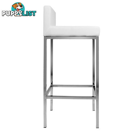 Set of 2 PU Leather Kitchen Bar Stool White