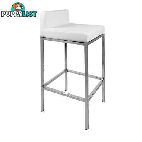 Set of 2 PU Leather Kitchen Bar Stool White